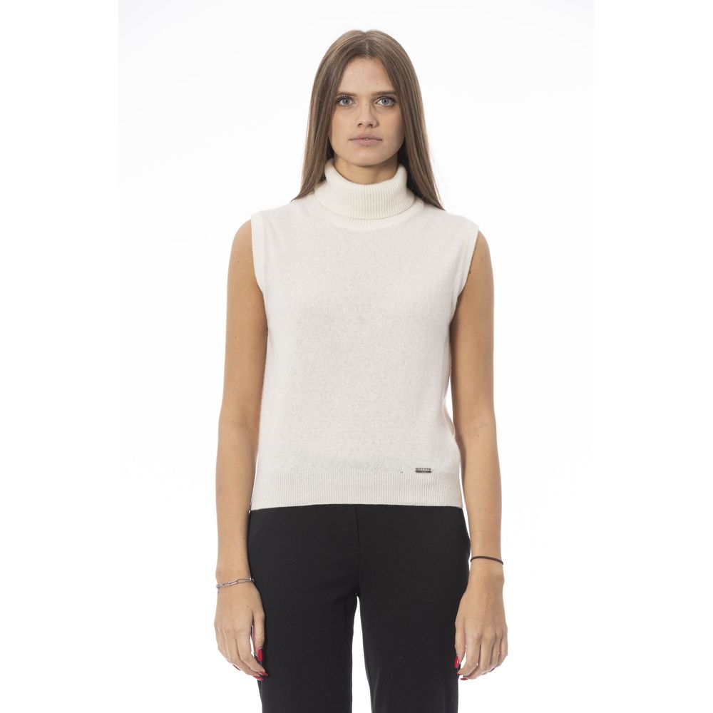 Baldinini Trend White Wool Sleeveles