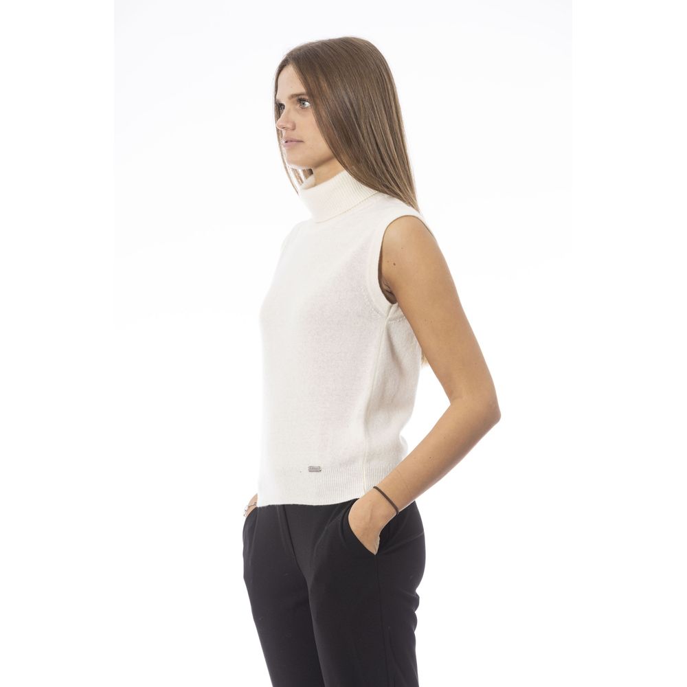 Baldinini Trend White Wool Sleeveles