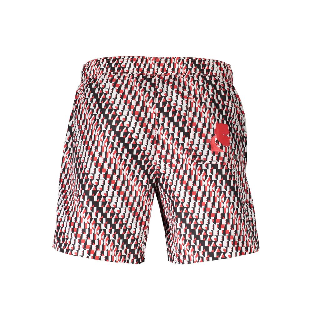 Karl Lagerfeld Black Polyester Swimwear, medium swimming boxer with pockets and logo, modern design.