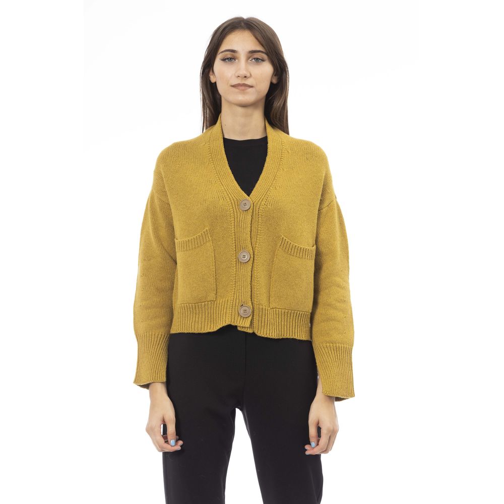 Alpha Studio Yellow Merino Wool Cardigan