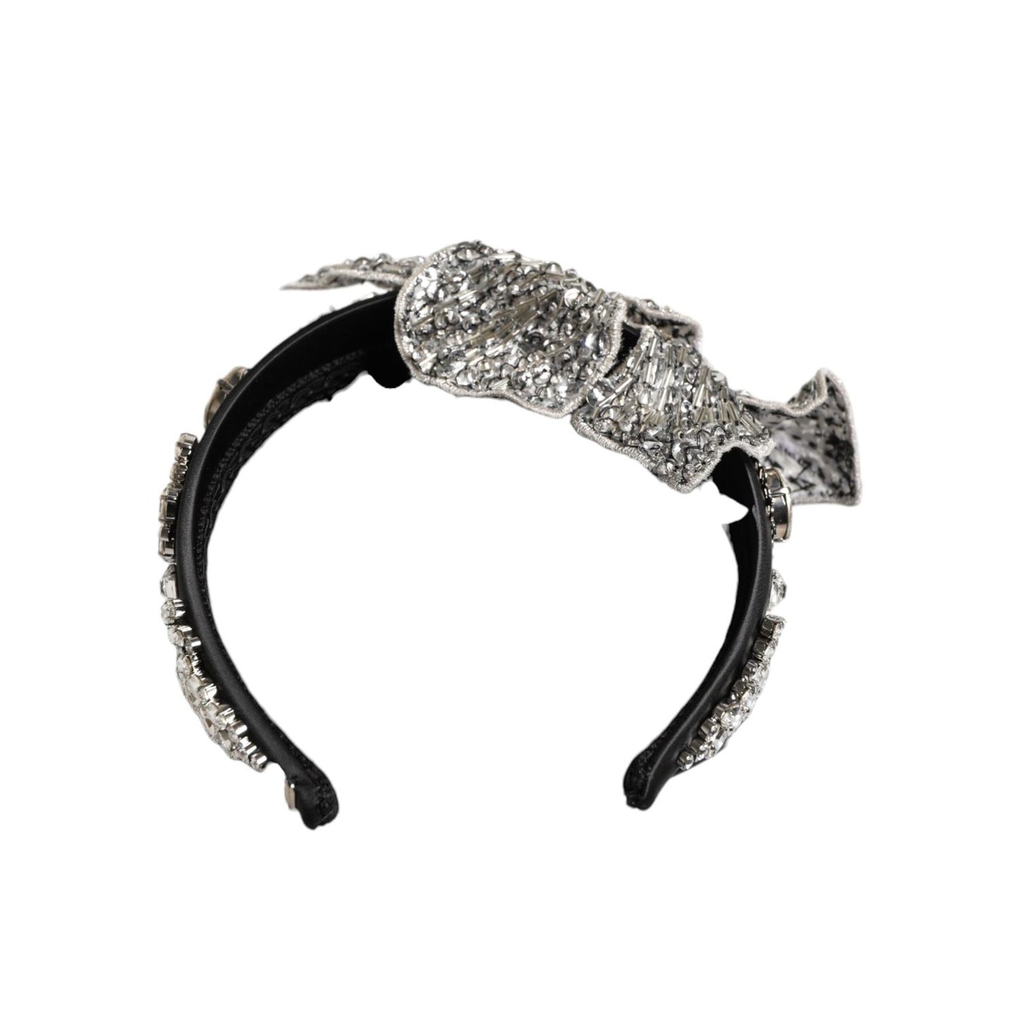 Dolce & Gabbana Black Hair Flower Crystal LIMONI Women Headband Diadem
