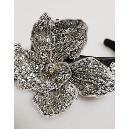 Dolce & Gabbana Black Hair Flower Crystal LIMONI Women Headband Diadem