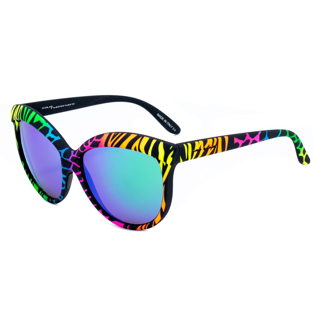 Italia Independent Multicolor Acetate Sunglasses with vibrant yellow, black, green, blue, pink, and orange frames.
