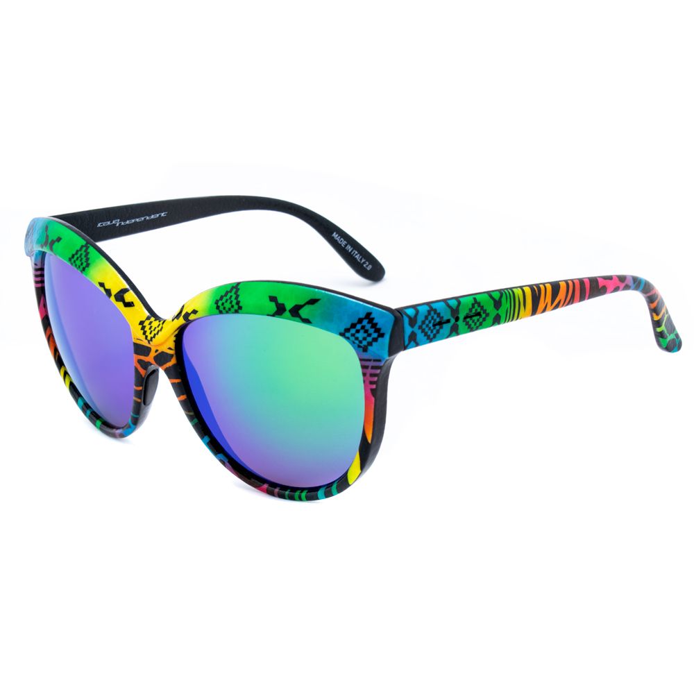 Italia Independent Multicolor Acetate Sunglasses with blue, green, yellow, and orange frames, lens 58mm.