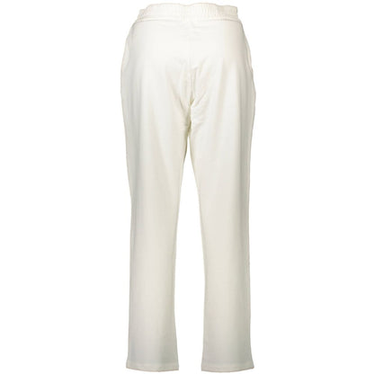 U.S. POLO ASSN. White Cotton Pant featuring elastic waistband, drawstring, and logo on sports trousers with two pockets.