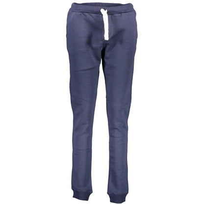 North Sails Blue Cotton Pant with elastic waistband, laces, three pockets, ankle cuffs, and logo application.