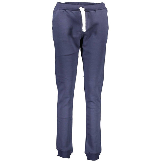 North Sails Blue Cotton Pant with elastic waistband, laces, three pockets, ankle cuffs, and logo application.