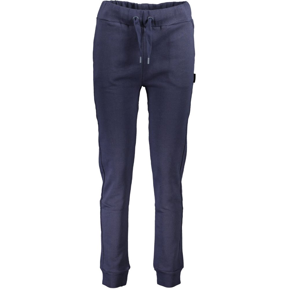 North Sails Blue Cotton Pant with elastic waistband, sporty brushed design, three pockets, ankle cuffs, organic cotton