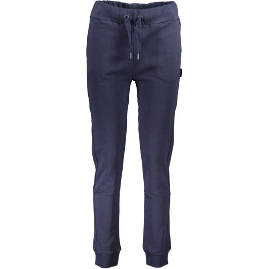 North Sails Blue Cotton Pant with elastic waistband, sporty brushed design, three pockets, ankle cuffs, organic cotton