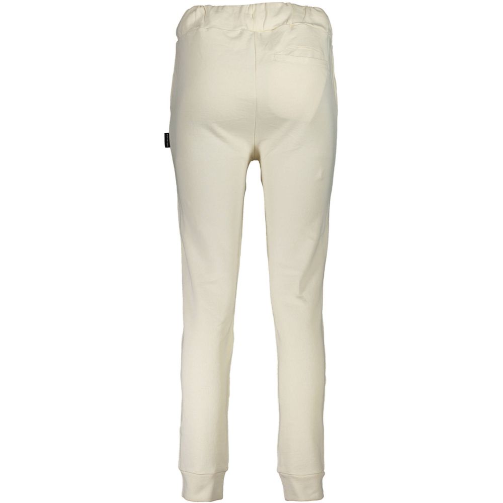 Back view of North Sails White Cotton Pant featuring brushed organic cotton, elastic waistband with laces, and ankle cuffs.