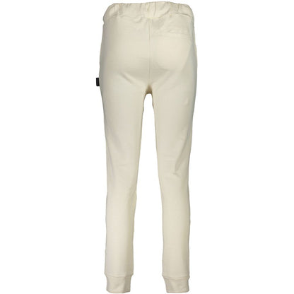 Back view of North Sails White Cotton Pant featuring brushed organic cotton, elastic waistband with laces, and ankle cuffs.