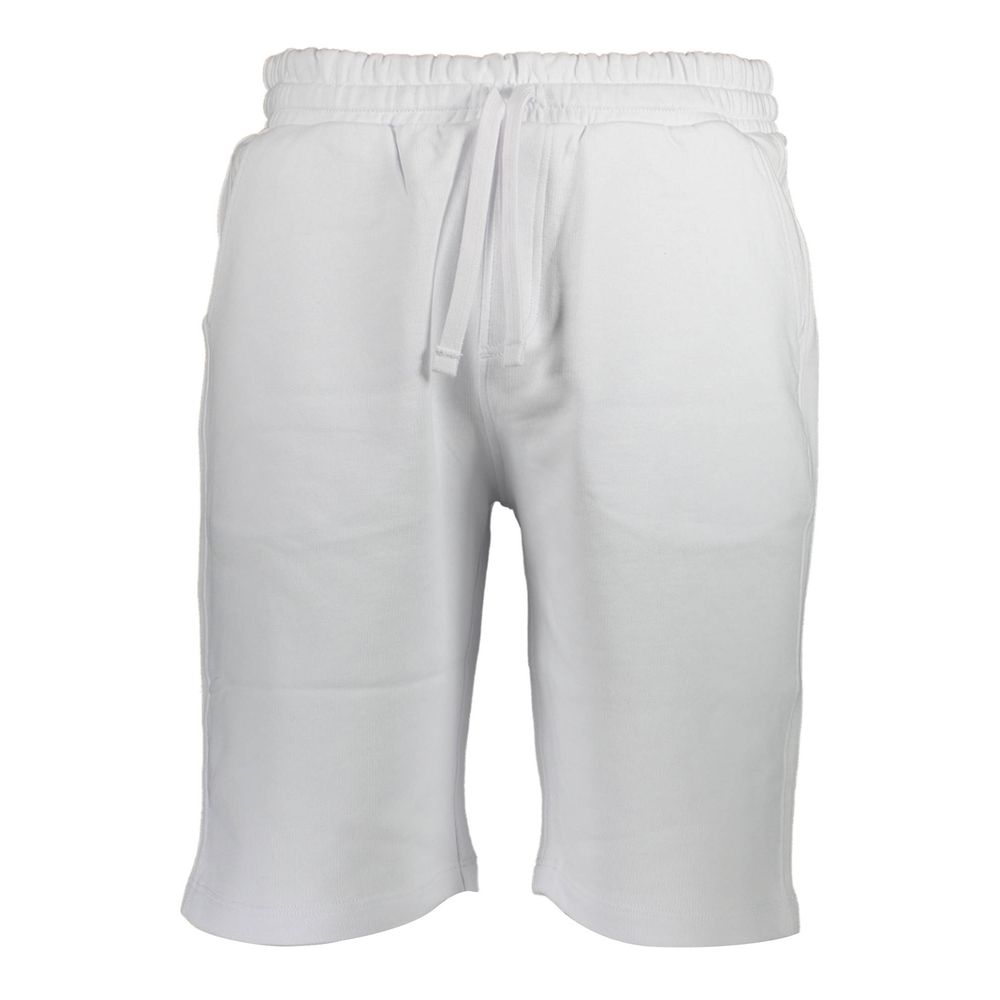 North Sails White Cotton Pant with elastic waistband, 3 pockets, and logo, made from organic cotton in a sporty style.