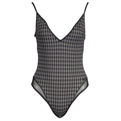 Karl Lagerfeld Black Elastane Swimwear one-piece swimsuit with adjustable straps, lined interior, logo detailing.