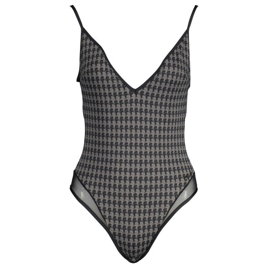 Karl Lagerfeld Black Elastane Swimwear one-piece swimsuit with adjustable straps, lined interior, logo detailing.