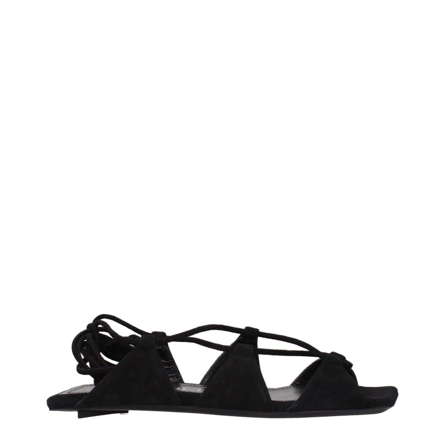 The Attico Black Leather Flat Sandals