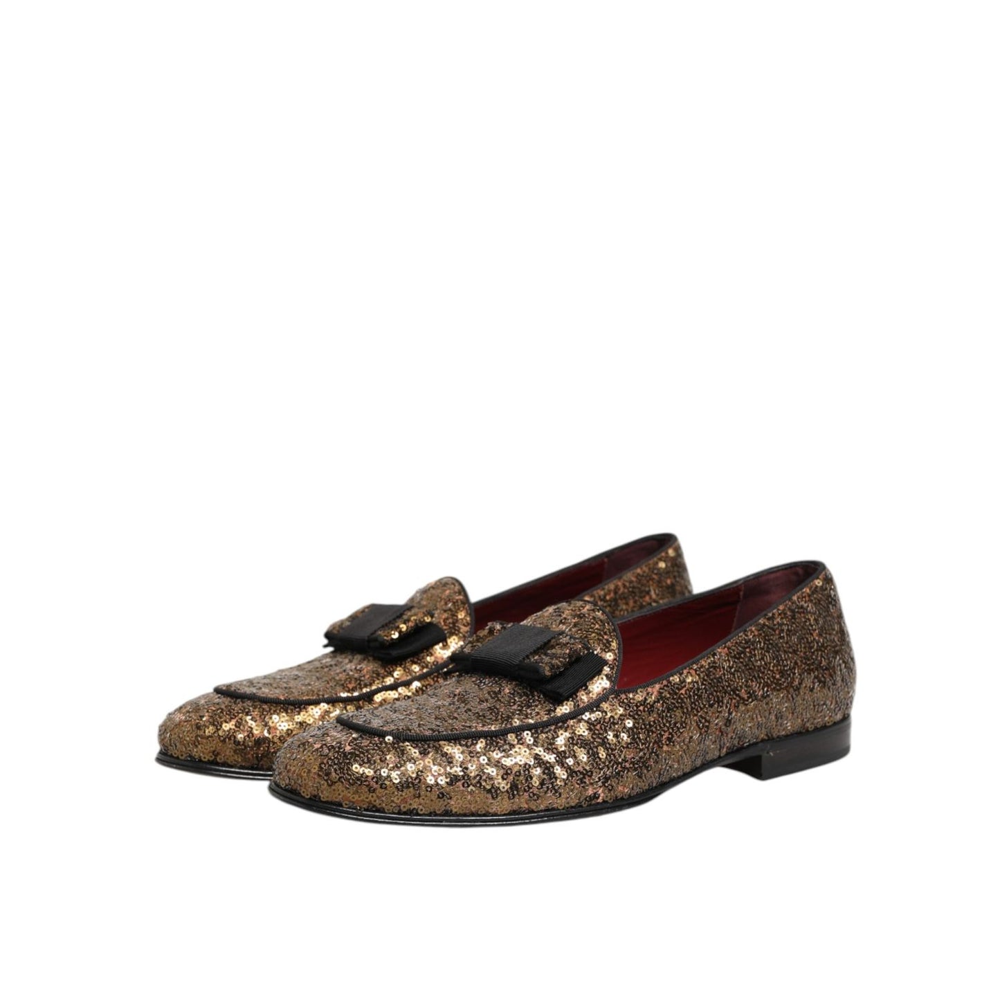 Dolce & Gabbana Gold Sequined Slip On Loafers Men Dress Shoes