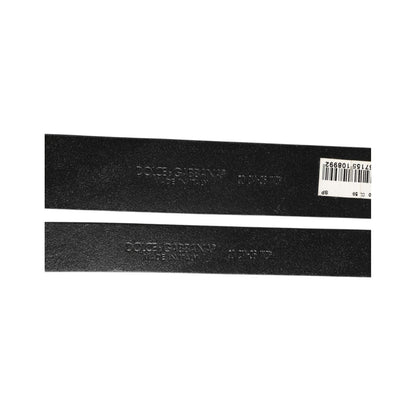 Dolce & Gabbana Black Double Strap Leather Silver Buckle Belt