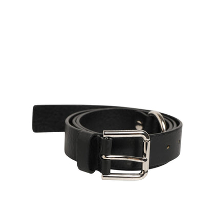 Dolce & Gabbana Black Leather Classic Metal Logo Buckle Belt
