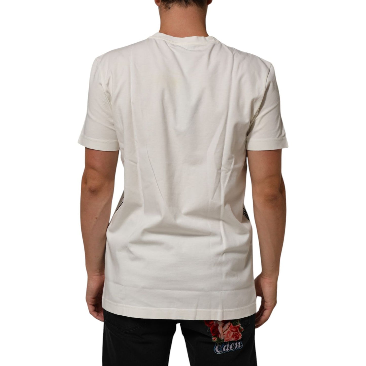Dolce & Gabbana White Cotton Logo Bandana Print Men T-shirt