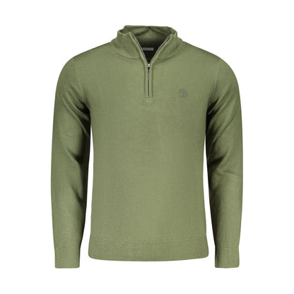 North Sails Green Nylon Sweater, long-sleeved with half zip and embroidered logo detail.
