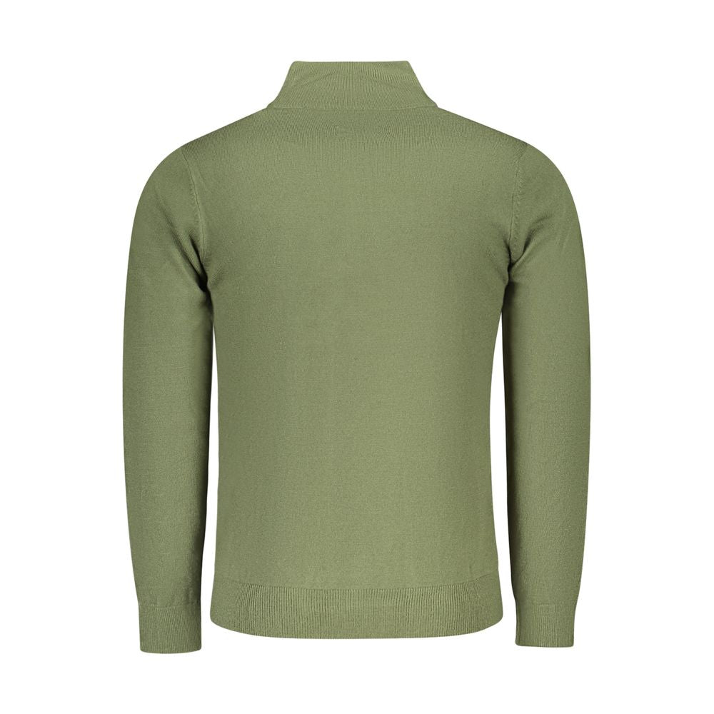 North Sails Green Nylon Sweater with long sleeves, half zip, and logo embroidery, back view.