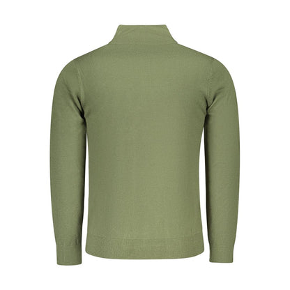 North Sails Green Nylon Sweater with long sleeves, half zip, and logo embroidery, back view.