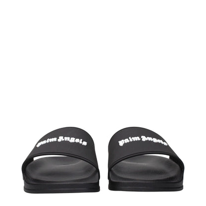 Palm Angels Black Cotton Slippers