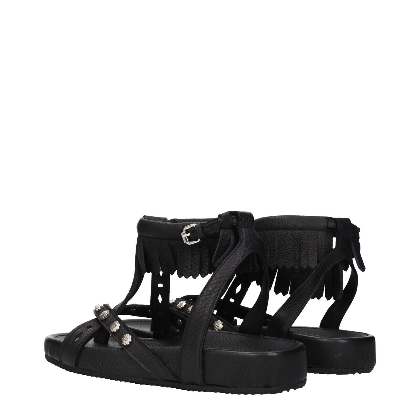 Isabel Marant Black Leather Flat Sandals