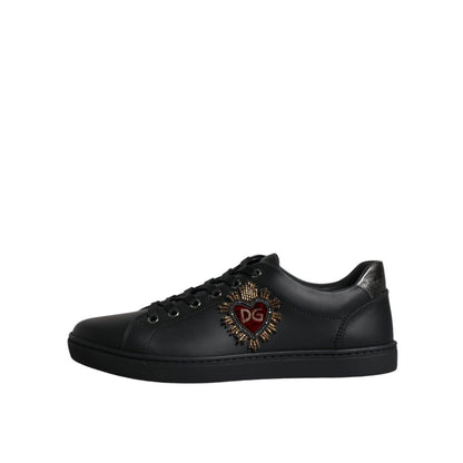 Dolce & Gabbana Black London Sacred Heart Men Sneakers Shoes