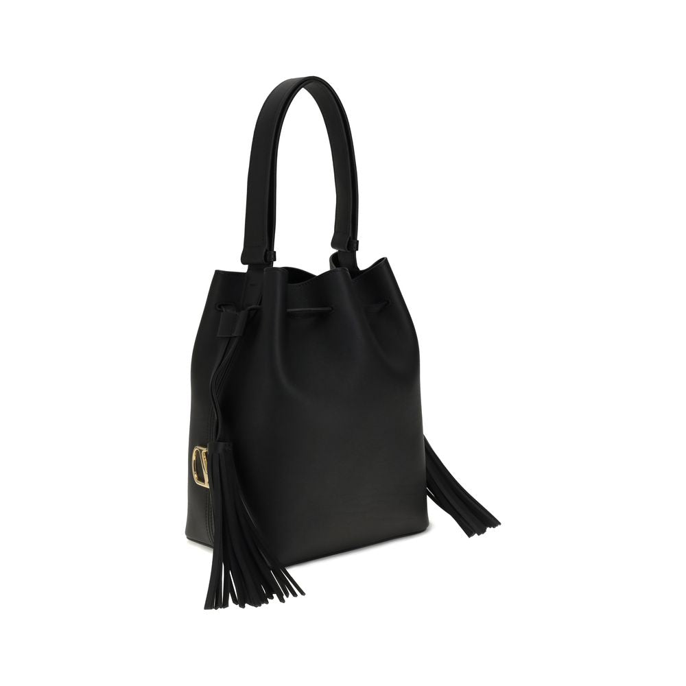 Valentino Garavani Black Calf Leather Bos Taurus Shoulder Bag