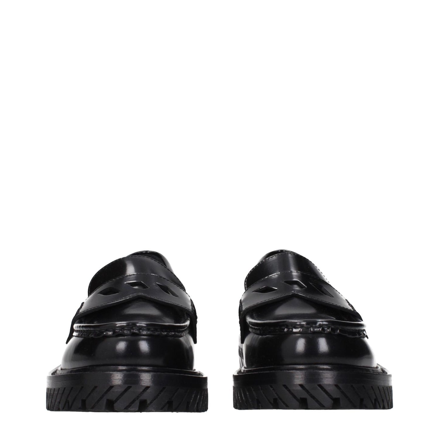 Off-White Black Leather Slip-On Loafers
