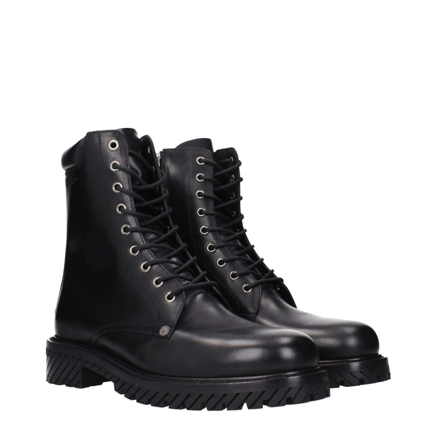 Off-White Black Leather Ankle Boots 1728,75667636384,Ankle - Boots - Shoes,Black,Boots - Shoes,EU42/US9,EU43/US10,EU44/US11,Men,New with tags,Off-White,Shoes