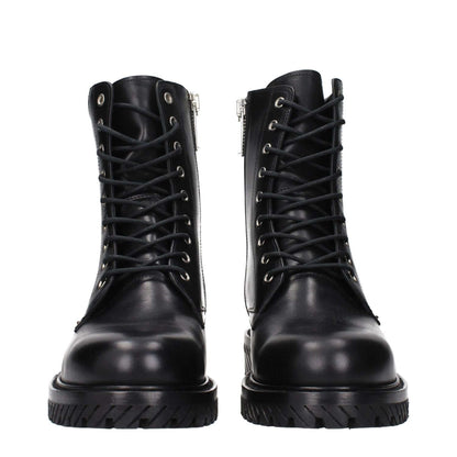Off-White Black Leather Ankle Boots 1728,75667636384,Ankle - Boots - Shoes,Black,Boots - Shoes,EU42/US9,EU43/US10,EU44/US11,Men,New with tags,Off-White,Shoes