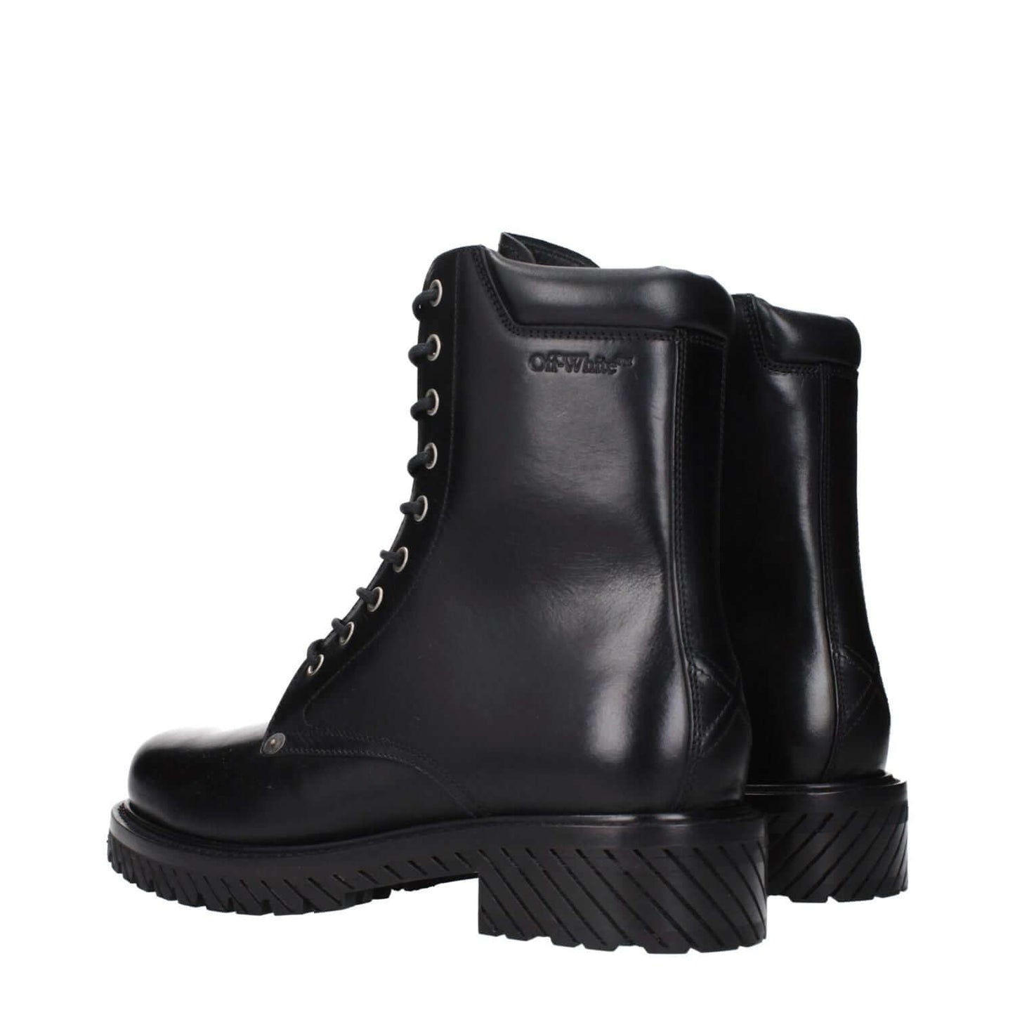 Off-White Black Leather Ankle Boots 1728,75667636384,Ankle - Boots - Shoes,Black,Boots - Shoes,EU42/US9,EU43/US10,EU44/US11,Men,New with tags,Off-White,Shoes