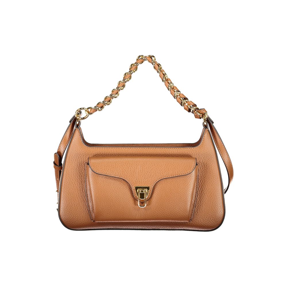 Coccinelle Marrone Leather Women Handbag in brown with adjustable shoulder handle and removable strap for versatile styling.