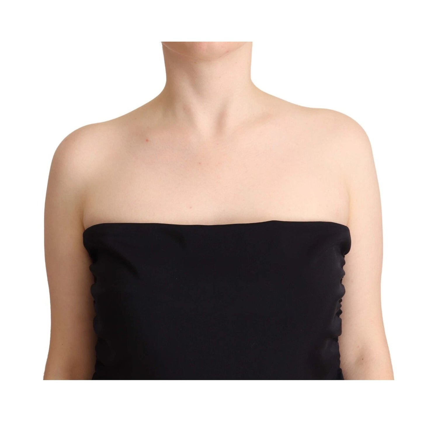GF Ferre Black Lyocell Strapless Straight Trouser Jumpsuit