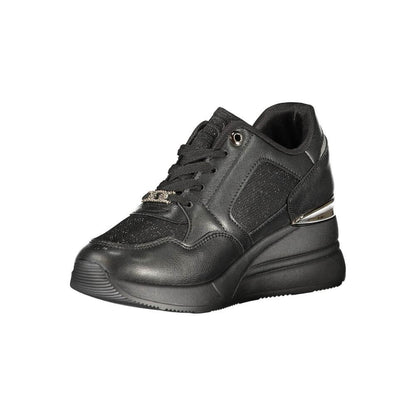 Laura Biagiotti Black Polyester Women Sneaker with platform and side zip for style and comfort