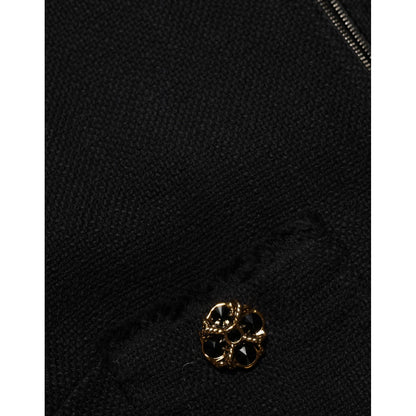 Dolce & Gabbana Black Cotton Full Zip Cropped Coat Jacket