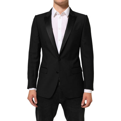 Dolce & Gabbana Black Wool MARTINI 2 Button Men Suit Blazer