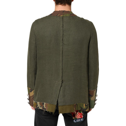 Dolce & Gabbana Brown Camouflage Linen Button Down Jacket