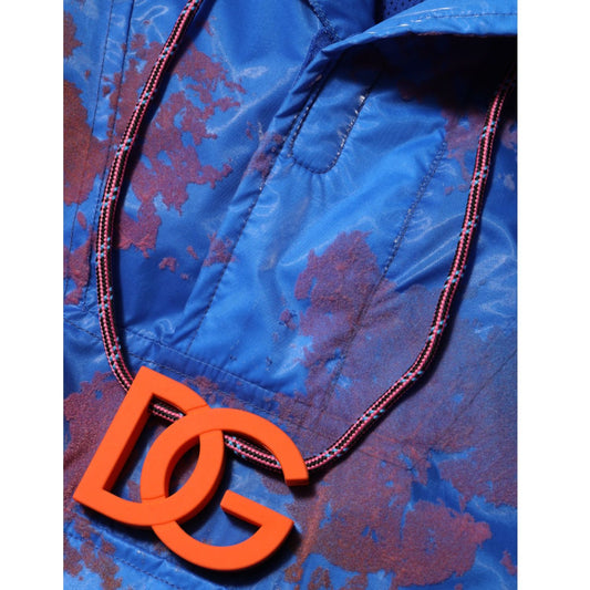 Dolce & Gabbana Blue Tie Dye Logo Hooded Sweatshirt Jacket
