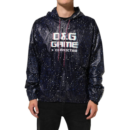 Dolce & Gabbana Blue D&G Game Hooded Men Sweatshirt Sweater