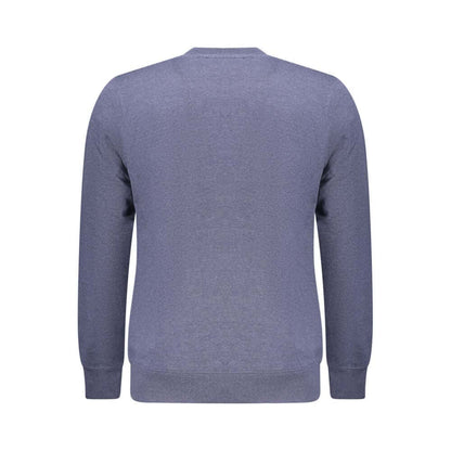 Back view of Accademia Militare Blue Cotton Men Sweater showcasing long sleeves and eco-friendly recycled materials.
