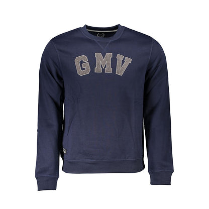 Gianmarco Venturi Blue Cotton Sweatshirt, long sleeve, fleece, crew neck with GMV logo embroidery.