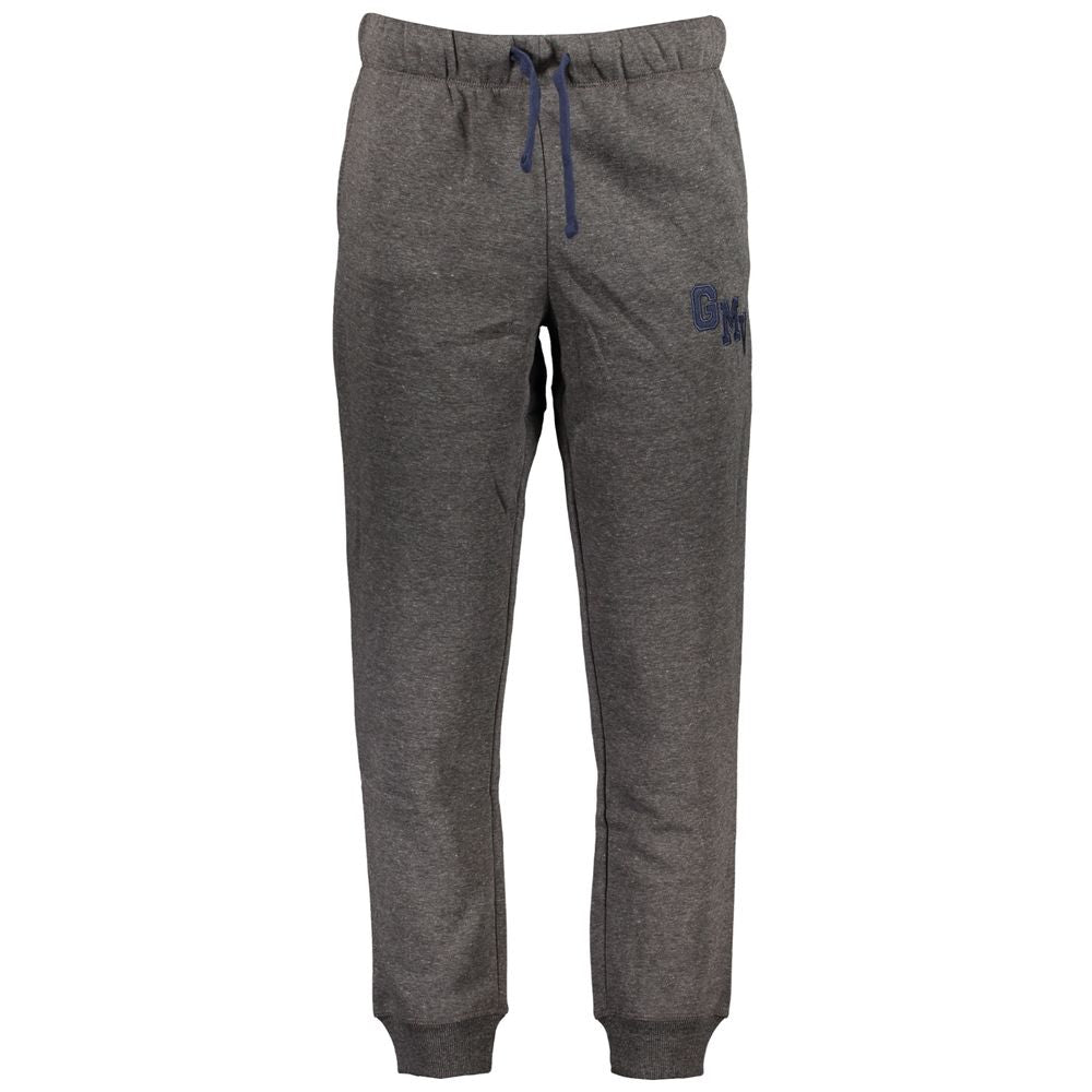 Gianmarco Venturi Gray Cotton Pant - sports trousers with fleece, elastic waist, lace detailing, 3 pockets, ankle cuffs, logo embroidery.
