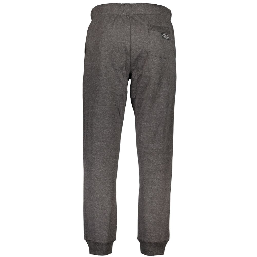 Gianmarco Venturi Gray Cotton Pant sports trousers with elastic waist, laces, 3 pockets, ankle cuff, and embroidered logo.