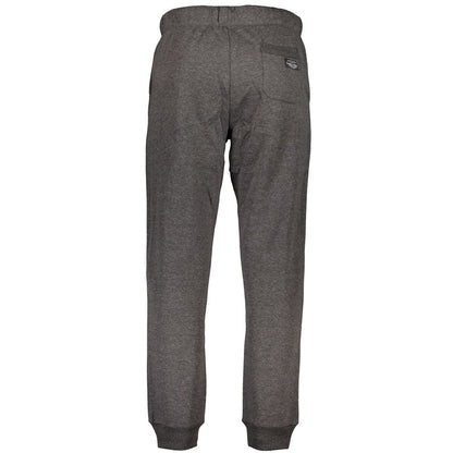 Gianmarco Venturi Gray Cotton Pant sports trousers with elastic waist, laces, 3 pockets, ankle cuff, and embroidered logo.