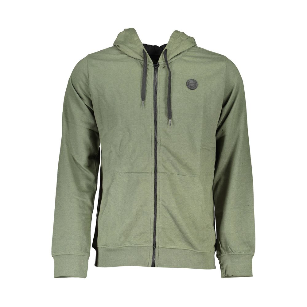 Gianmarco Venturi Green Cotton Sweatshirt with hood, zip closure, two pockets, and logo application, long sleeves.