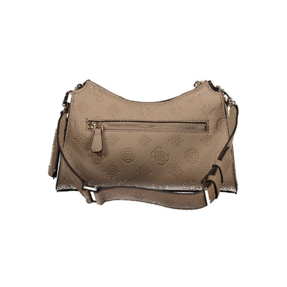 Guess Jeans Beige Polyethylene Handbag with adjustable strap, external and internal pockets, contrasting details, and protective feet