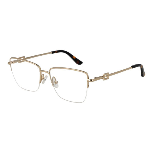 Guess Gold Metal Glasses (Frames) for women with half-rim style, branded case included, gold metal frame, demo lenses.
